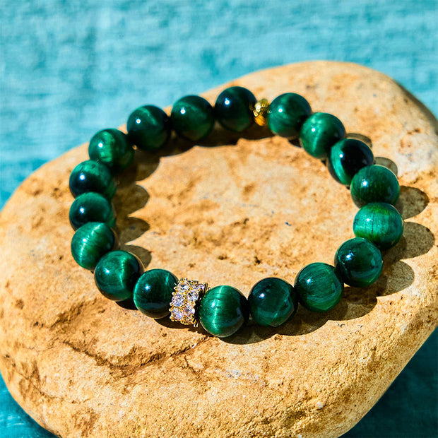 Buddha Stones Green Tiger Eye Positive Bracelet