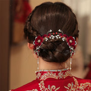 FREE Today: Love and Elegance Classical Chinese Wedding Bridal Red Rose Hair Clip