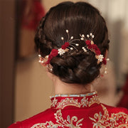 FREE Today: Love and Elegance Classical Chinese Wedding Bridal Red Rose Hair Clip