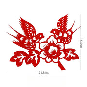 Buddha Stones Classical Chinese Wedding Red Magpie Flower Paper Cutting Flocking Cloth Hair Clip