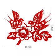 Buddha Stones Classical Chinese Wedding Red Magpie Flower Paper Cutting Flocking Cloth Hair Clip