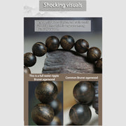 Buddha Stones Rare Brunei Agarwood Water Ripple Pattern Peace Calm Bracelet