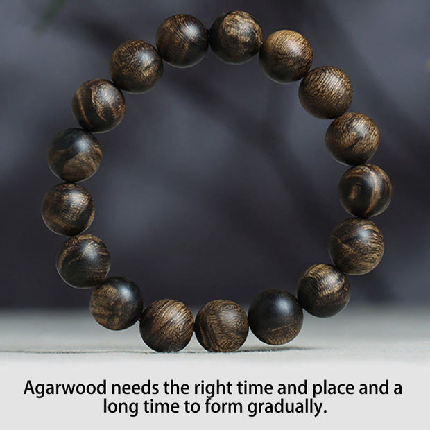 Buddha Stones Rare Brunei Agarwood Water Ripple Pattern Peace Calm Bracelet