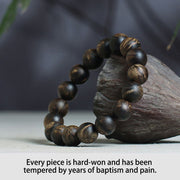 Buddha Stones Rare Brunei Agarwood Water Ripple Pattern Peace Calm Bracelet