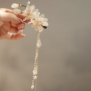 Buddha Stones Classical Magnolia Tassel Side Hair Clip