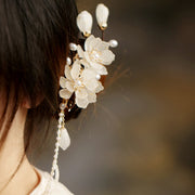 Buddha Stones Classical Magnolia Tassel Side Hair Clip