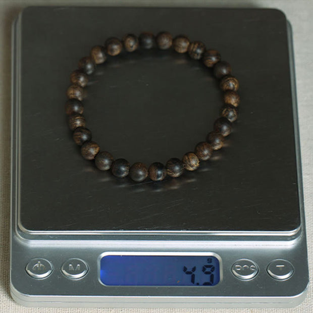 Buddha Stones Rare Brunei Black Qinan Agarwood Peace Strength Bracelet