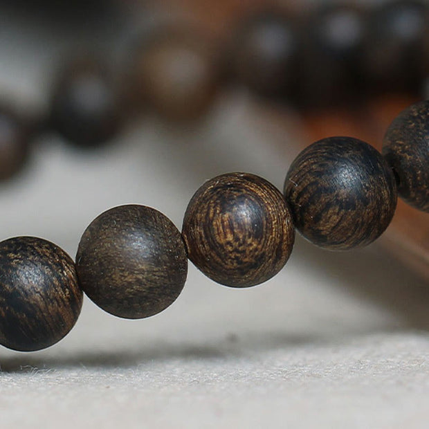 Buddha Stones Rare Brunei Black Qinan Agarwood Peace Strength Bracelet