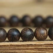 Buddha Stones Rare Brunei Black Qinan Agarwood Peace Strength Bracelet