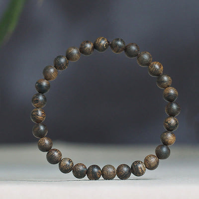 Buddha Stones Rare Brunei Black Qinan Agarwood Peace Strength Bracelet