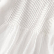 Buddha Stones Casual Accordion Pleat Plain V-neck Short Sleeve Cotton Midi Dress With Pockets
