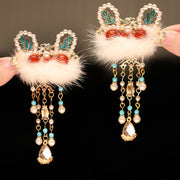 FREE Today: Confidence And Wisdom Chinese Ancient Style Flower Pearl Rabbit Tassel Hair Clip