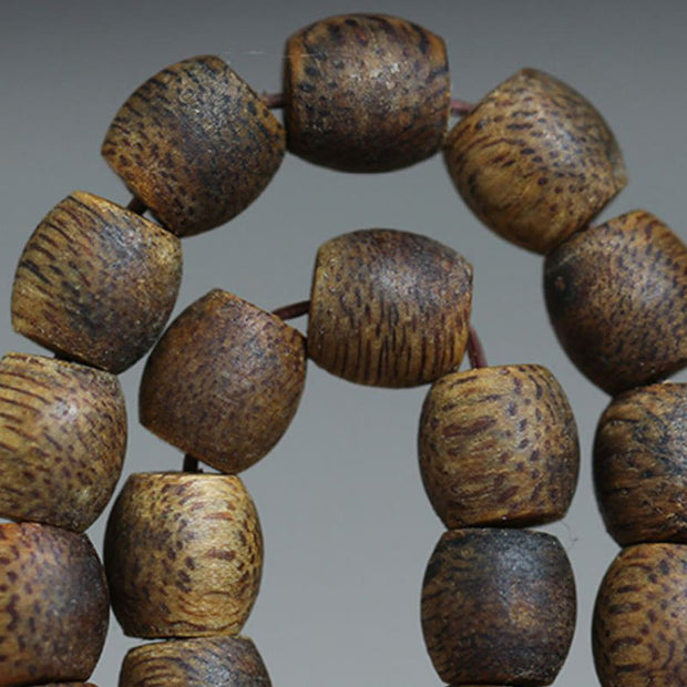 Buddha Stones 108 Mala Beads 6mm Barrel Bead Hainan Green Qinan Agarwood Calm Bracelet