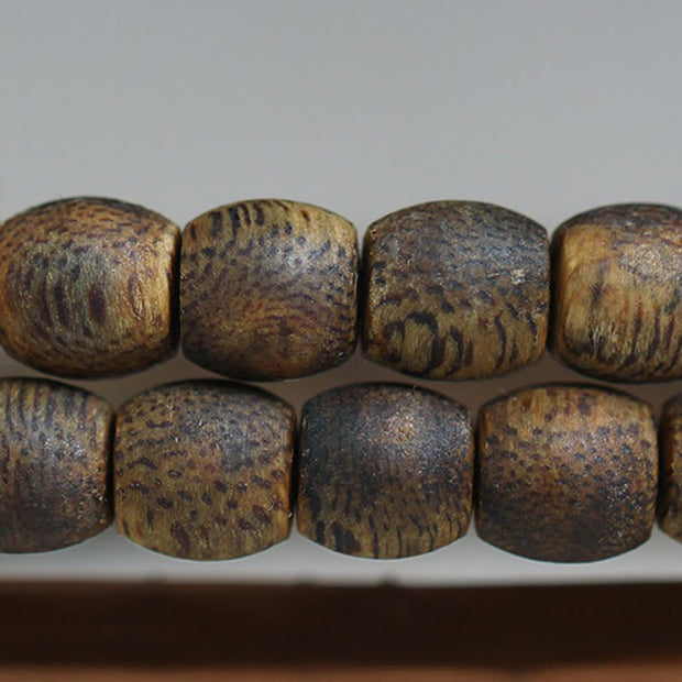 Buddha Stones 108 Mala Beads 6mm Barrel Bead Hainan Green Qinan Agarwood Calm Bracelet