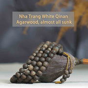 Buddha Stones Nha Trang 108 Mala Beads 8mm White Qinan Vietnam Agarwood Peace Bracelet