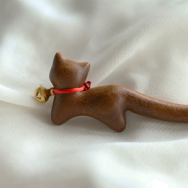 FREE Today: Protection and Healing Classical Chinese Style Cat-shaped Sandalwood Hairpin