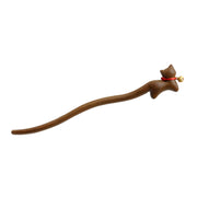 Buddha Stones Classcial Chinese Style Cat-shaped Sandalwood Hairpin