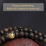 Buddha Stones 108 Mala Beads 999 Gold Bead Rare 5mm Brunei Black Qinan Agarwood Peace Strength Bracelet