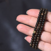 Buddha Stones 108 Mala Beads 999 Gold Bead Rare 5mm Brunei Black Qinan Agarwood Peace Strength Bracelet