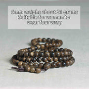 Buddha Stones 108 Mala Beads Natural Tarakan Agarwood Ward Off Evil Spirits Bracelet