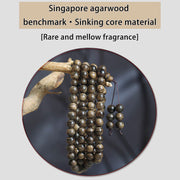 Buddha Stones 108 Mala Beads Natural Tarakan Agarwood Ward Off Evil Spirits Bracelet