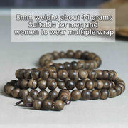 Buddha Stones 108 Mala Beads Natural Tarakan Agarwood Ward Off Evil Spirits Bracelet