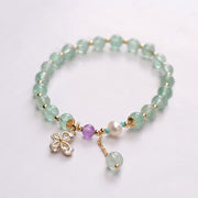 Buddha Stones Natural Strawberry Quartz Green Strawberry Quartz Butterfly Charm Love Bracelet