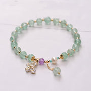 Buddha Stones Natural Strawberry Quartz Green Strawberry Quartz Butterfly Charm Love Bracelet