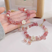 Buddha Stones Natural Strawberry Quartz Green Strawberry Quartz Super Seven Crystal Flower Healing Bracelet