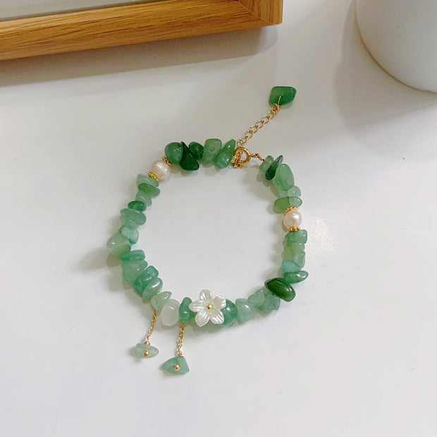 FREE Today: Soothing Love Natural Strawberry Quartz Green Strawberry Quartz Super Seven Crystal Flower Bracelet