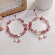 FREE Today: Soothing Love Natural Strawberry Quartz Green Strawberry Quartz Super Seven Crystal Flower Bracelet