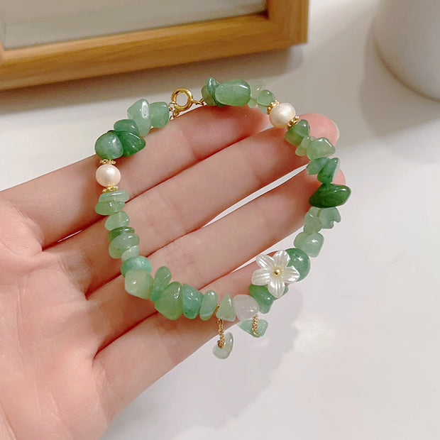 FREE Today: Soothing Love Natural Strawberry Quartz Green Strawberry Quartz Super Seven Crystal Flower Bracelet