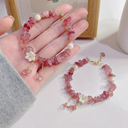 FREE Today: Soothing Love Natural Strawberry Quartz Green Strawberry Quartz Super Seven Crystal Flower Bracelet