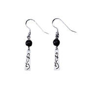 Buddha Stones 925 Sterling Silver Black Onyx Hollow Vine Protection Drop Earrings