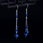 Buddha Stones 925 Sterling Silver Lazurite Beads Serenity Drop Earrings