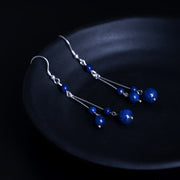 Buddha Stones 925 Sterling Silver Lazurite Beads Serenity Drop Earrings