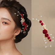 FREE Today: Love and Elegance Classical Chinese Wedding Bridal Red Rose Hair Clip