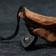 FREE Today: Purification and Transformation Black Obsidian Shield Pattern Yin Yang Symbol Necklace Pendant