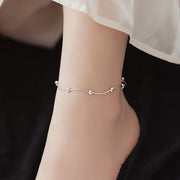 Buddha Stones 925 Sterling Silver Simple Wave Shape Protection Anklet