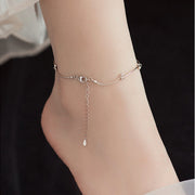 Buddha Stones 925 Sterling Silver Simple Wave Shape Protection Anklet