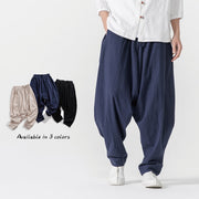 Buddha Stones Solid Color Drawstring Men's Harem Pants With PocketsAnkle-Length (9 Length)