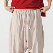 Buddha Stones Solid Color Drawstring Men's Harem Pants With Pockets