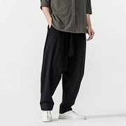 Buddha Stones Solid Color Drawstring Men's Harem Pants With Pockets