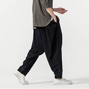 Buddha Stones Solid Color Drawstring Men's Harem Pants With Pockets