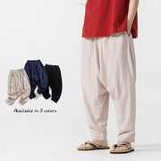 Buddha Stones Solid Color Drawstring Men's Harem Pants With PocketsAnkle-Length (9 Length)