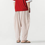 Buddha Stones Solid Color Drawstring Men's Harem Pants With PocketsAnkle-Length (9 Length)