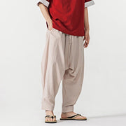 Buddha Stones Solid Color Drawstring Men's Harem Pants With PocketsAnkle-Length (9 Length)