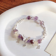 Buddha Stones Natural Purple Phantom Butterfly Flowers Wisdom Bracelet