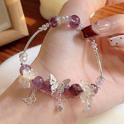 Buddha Stones Natural Purple Phantom Butterfly Flowers Wisdom Bracelet