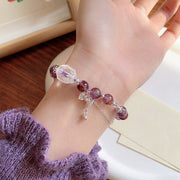 Buddha Stones Natural Purple Phantom Bow Wisdom Bracelet